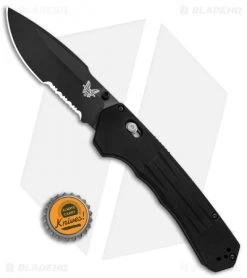Benchmade 407SBK Vallation AXIS-Assist Knife Black (3.7" Black Serr) 9 Benchmade 407SBK Vallation AXIS-Assist Knife Black (3.7" Black Serr) -Knives Benchmade Store Benchmade 407SBK Vallation AXIS Assist Black Black Serr BHQ 84270 jr bottlecap 2