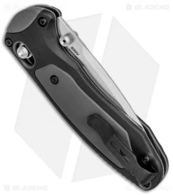 Benchmade 595S Mini Boost AXIS-Assist Knife Black/Gray (3.11" Satin Serr) -Knives Benchmade Store Benchmade 595S Mini Boost AXIS Assist Black Gray Satin Serr BHQ 78912 jr side