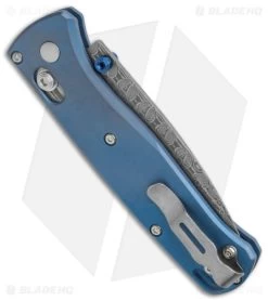 Benchmade Bugout AXIS Lock Knife Blue Titanium (3.2" Damasteel) 535-2204 -Knives Benchmade Store Benchmade Bugout AXIS Lock Blue Ti Damasteel BHQ 175025 jr side