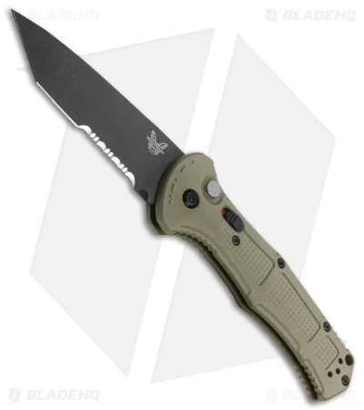Benchmade Claymore Tanto Automatic Knife OD Green (3.6" Black Serr) 9071SBK-1 3 Benchmade Claymore Tanto Automatic Knife OD Green (3.6" Black Serr) 9071SBK-1