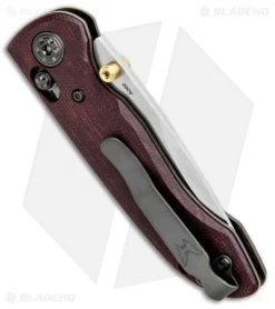 Benchmade Foray Limited Ed. AXIS Lock Knife Red Micarta (3.24" Satin ) 698-1901 -Knives Benchmade Store Benchmade Foray Limited Edition Ed AXIS Lock Red Micarta Satin 698 1901 BHQ 97136 jr side