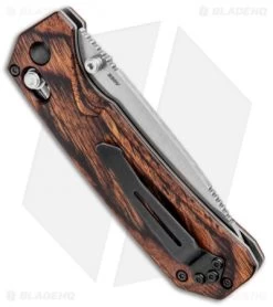 Benchmade Grizzly Creek Folder AXIS Lock Knife W/ Hook (3.5" Satin) 15060-2 -Knives Benchmade Store Benchmade Grizzly Creek Folder Wood AXIS Lock Gut Hook 15060 2 BHQ 21346 jr side