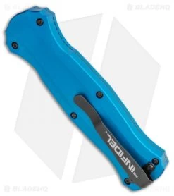 Benchmade Infidel OTF Automatic Knife Blue Aluminum (3.91" Black) 3300BK-2001 8 Benchmade Infidel OTF Automatic Knife Blue Aluminum (3.91" Black) 3300BK-2001 -Knives Benchmade Store Benchmade Infidel Dagger OTF Auto Blue aluminum 3300BK 2001 BHQ 114880 jr side
