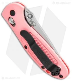 Benchmade Mini Griptilian AXIS Lock Knife Pink (2.91" Satin Serr) 556S-PNK-S30V -Knives Benchmade Store Benchmade Mini Griptilian AXIS Lock Pink Satin Serr 556S PNK S30V BHQ 3909 jr side