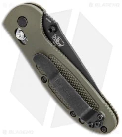 Benchmade Mini Griptilian OD Green Tanto Knife (2.91" Black Serr) 557SBKOD -Knives Benchmade Store Benchmade Mini Griptilian AXIS OD Green Tanto Black Serr 557SBKOD BHQ 112500 jr side