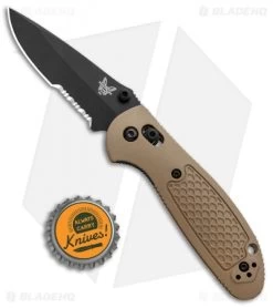 Benchmade Mini Griptilian AXIS Lock Knife Sand (2.91" Black Serr) D2 -Knives Benchmade Store Benchmade Mini Griptilian Manual Axis Lock D2 Tan Black 556SBKSND2 1402 BHQ 98827 jr bottlecap