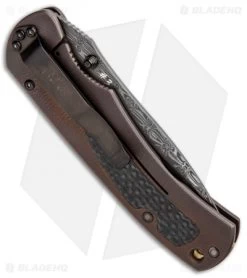 Benchmade Pinnacle Gold Class Knife W/ Damascus Blade & Titanium Handle 750-101 8 Benchmade Pinnacle Gold Class Knife W/ Damascus Blade & Titanium Handle 750-101 -Knives Benchmade Store Benchmade Pinnacle Gold Class 750 101 Ti Damascus 3 BHQ 7054 jr side