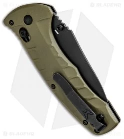 Benchmade Turret AXIS Lock Folding Knife OD Green G-10 (3.7" Black Serr) 980SBK -Knives Benchmade Store Benchmade Turret Axis Lock OD Green G 10 Black Serr 980SBK BHQ 92611 jr side