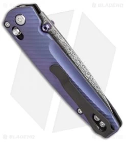 Benchmade Valet Gold Class AXIS Lock Knife Blue-Violet Ti (Damascus) 485-171 -Knives Benchmade Store Benchmade Valet Gold Class blue violet ti damascus 485 171 BHQ 51600 er side