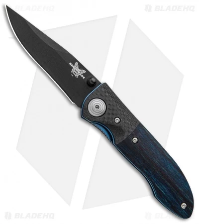 Vintage Benchmade 690 Liner Lock Knife Blue Wood/CF (3.625" Black) 690BTBLU 3 Vintage Benchmade 690 Liner Lock Knife Blue Wood/CF (3.625" Black) 690BTBLU