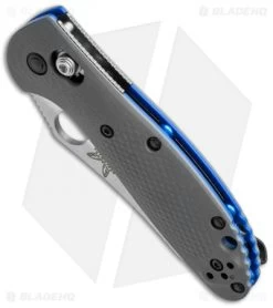 Benchmade Mini Griptilian AXIS Knife Gray/Blue G-10 (2.91" Satin Serr) 555S-1 -Knives Benchmade Store benchmade mini griptilian 555s 1 bottom cm
