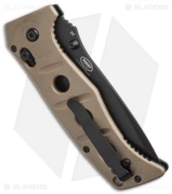 Benchmade Sibert 275SBKSN Adamas AXIS Lock Knife Tan G-10 (3.82" Black Serr) -Knives Benchmade Store benchmade sibert adams 275sbksn side